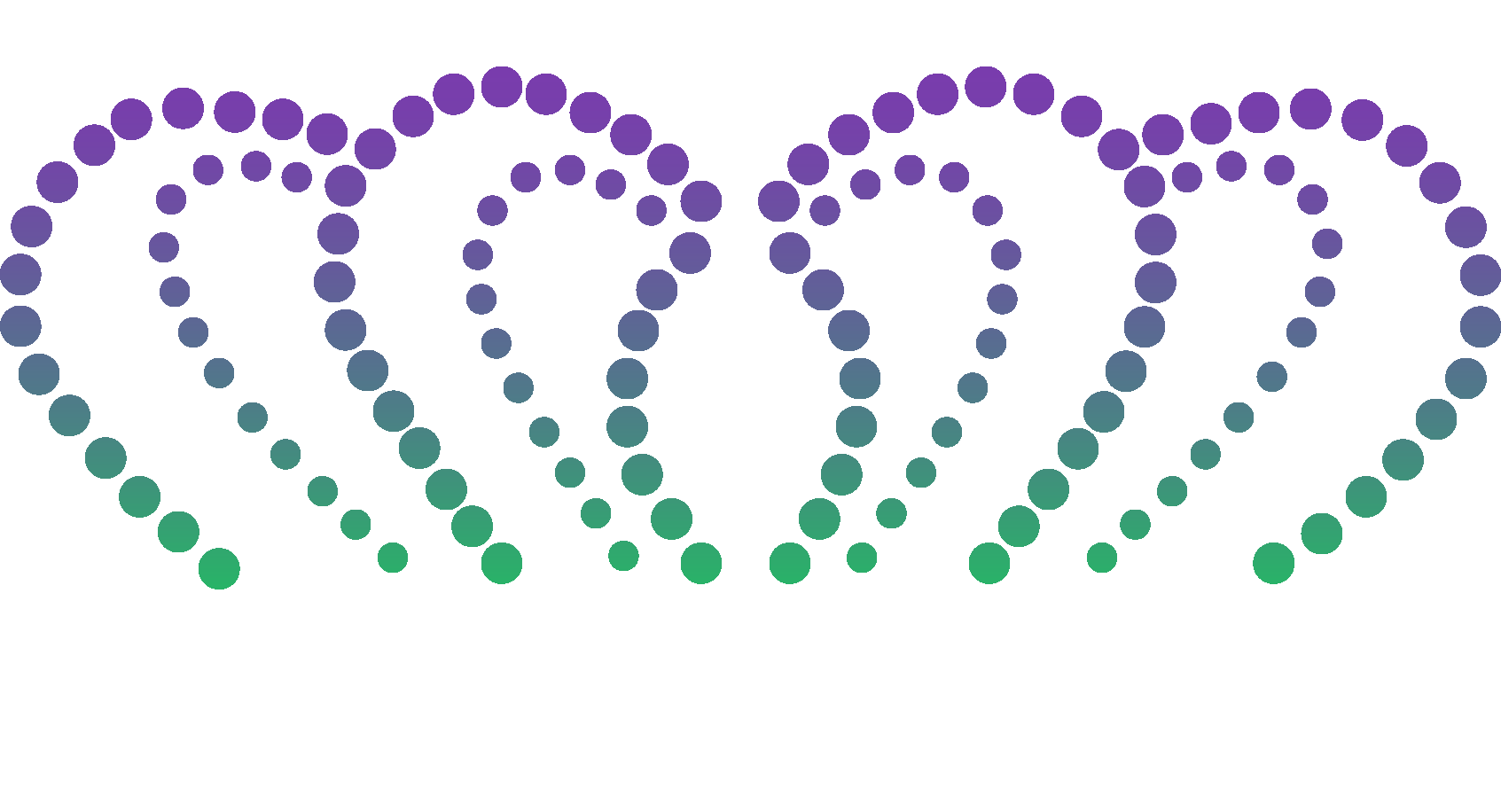 The King's Kids Youth Development Center logo. A purple and green crown made of dots and white letters.