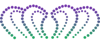 The King's Kids Youth Development Center logo. A purple and green crown made of dots and white letters.