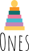 A colorful stack of blocks with the word ones below it.