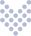 A heart made of purple polka dots on a white background.