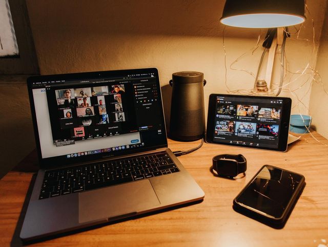 virtual memorial service video call on laptop