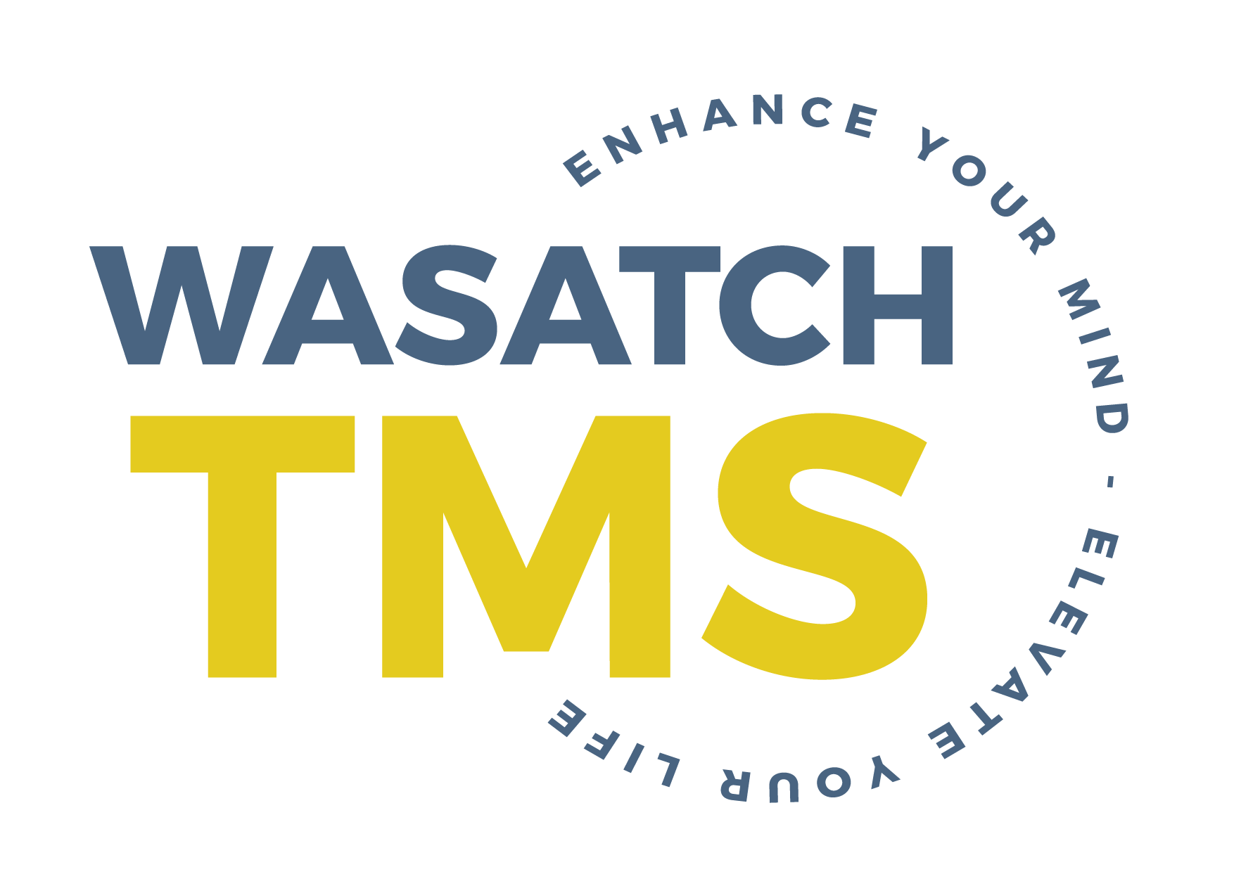 a logo for wasatch tms that says enhance your mind elevate your life