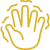 A drawing of a hand with a crown on it.
