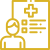 A person is standing next to a clipboard with a cross on it.