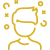 A line drawing of a man with a hat on his head.