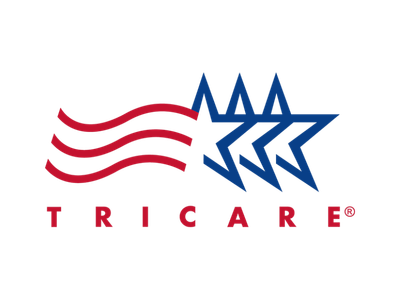 TRICARE logo with red stripes and blue stars on a white background