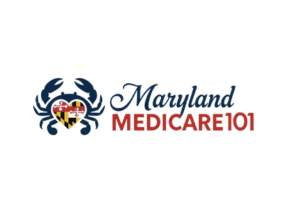 Maryland Medicare101 logo with blue crab and red script text on white background