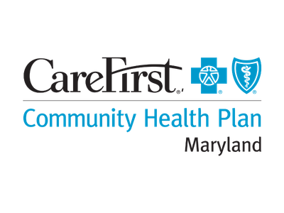 CareFirst Community Health Plan Maryland logo in black and blue with medical cross and shield icons