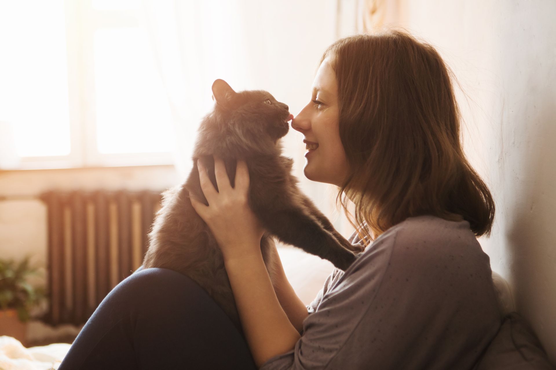 woman hugging her cat - allergy relief pets - maryland