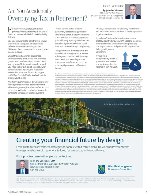 Flyer for “Creating your financial future by design” with text, portrait, and blue money-growth icon over a landscape photo