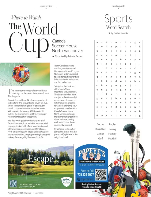 Soccer World Cup magazine spread with schedule, world map graphic, and colorful trophy image