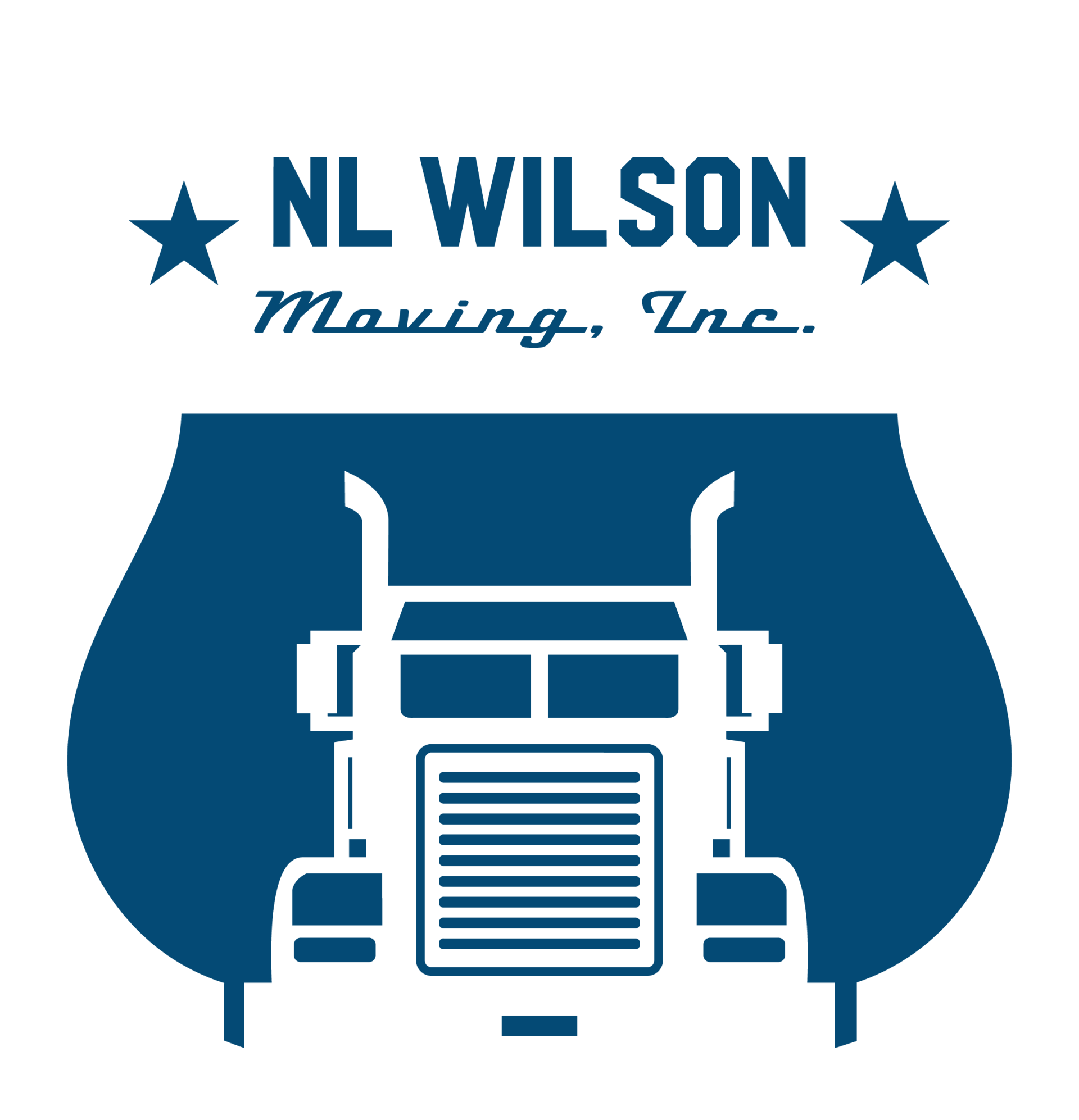 A blue logo for nl wilson moving inc.
