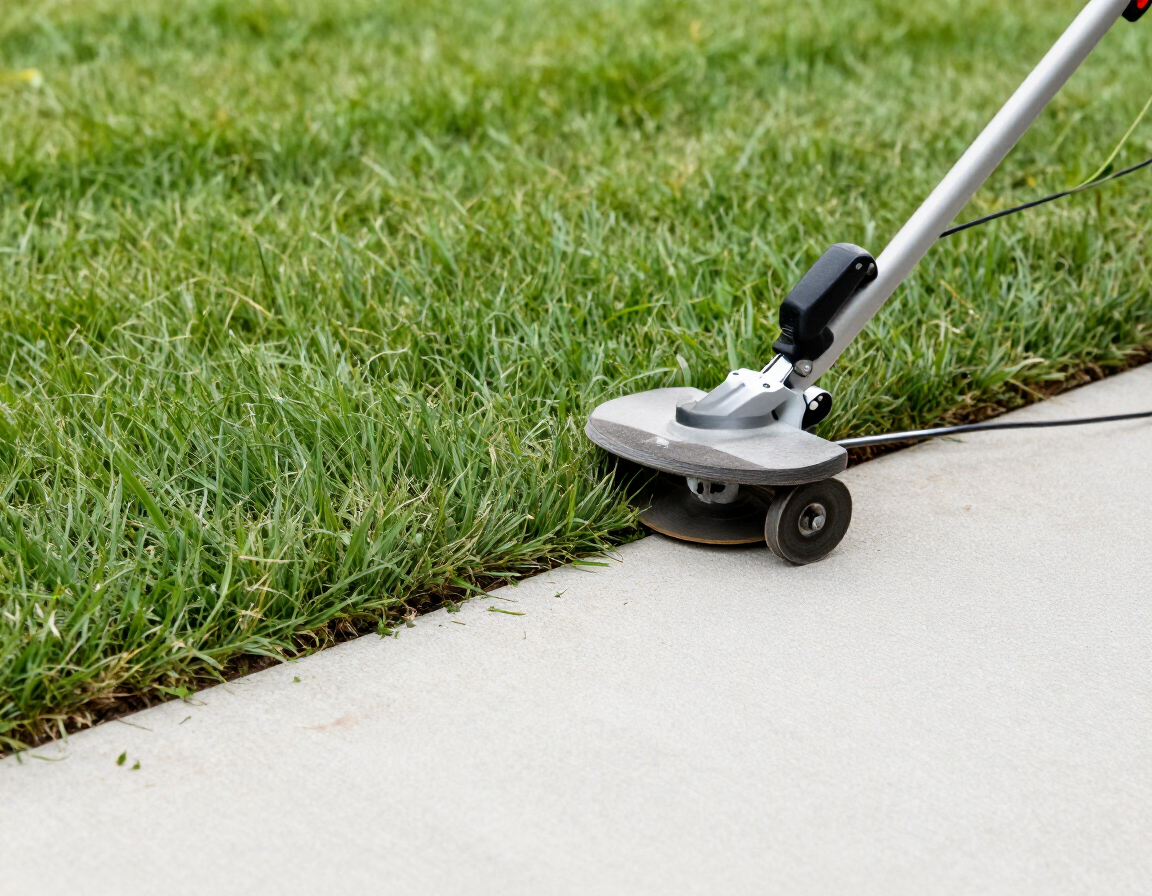 Lawn edging along a concrete sidewalk creating crisp clean lines