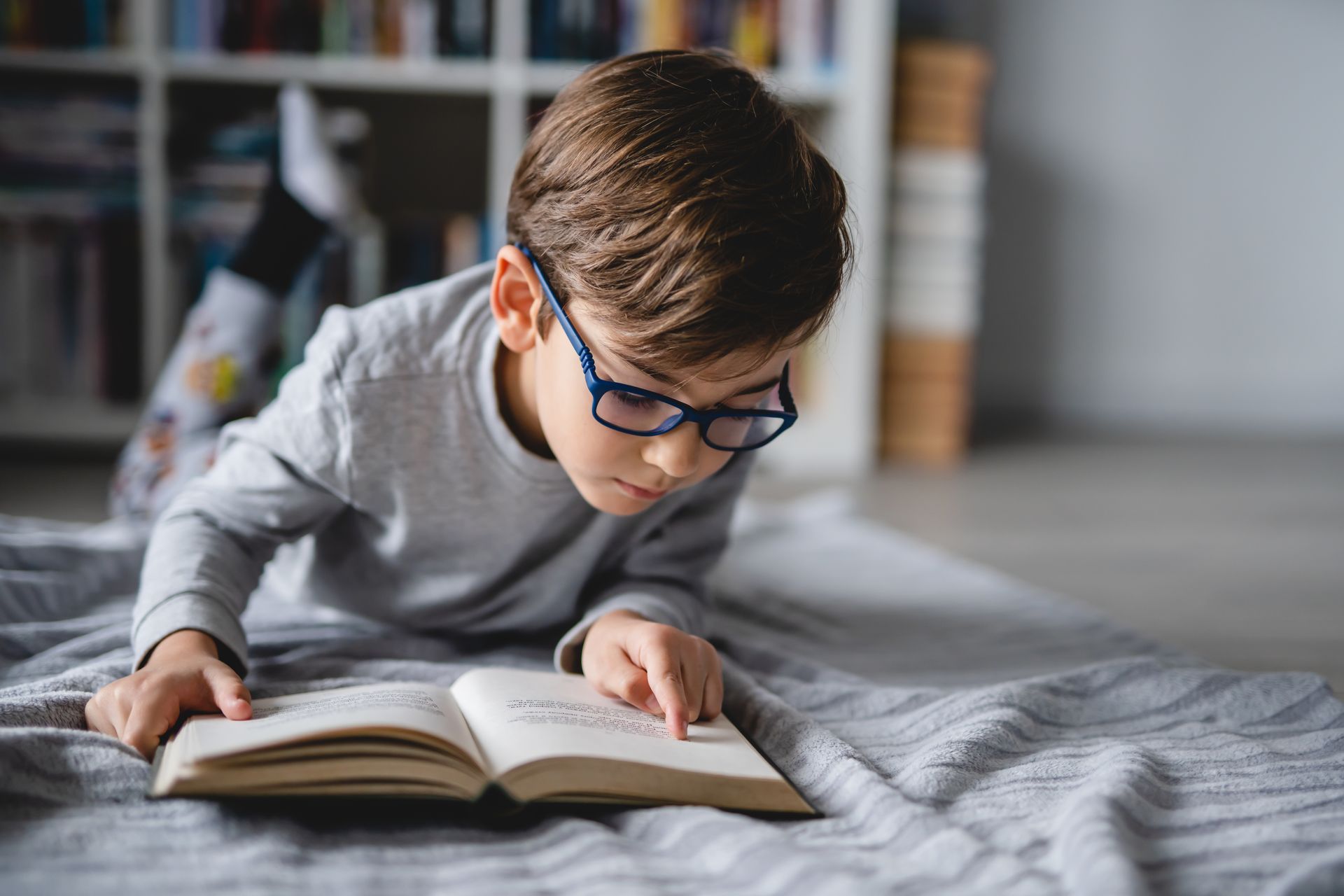 Boy reading a book