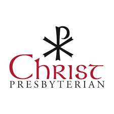 The logo for the christ presbyterian church is red and black.