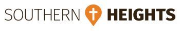The logo for southern + heights is orange and black.