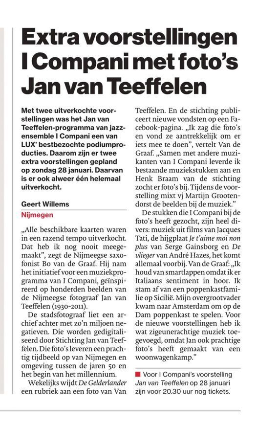Extra voorstellingen I Compani - Jan van Teeffelen