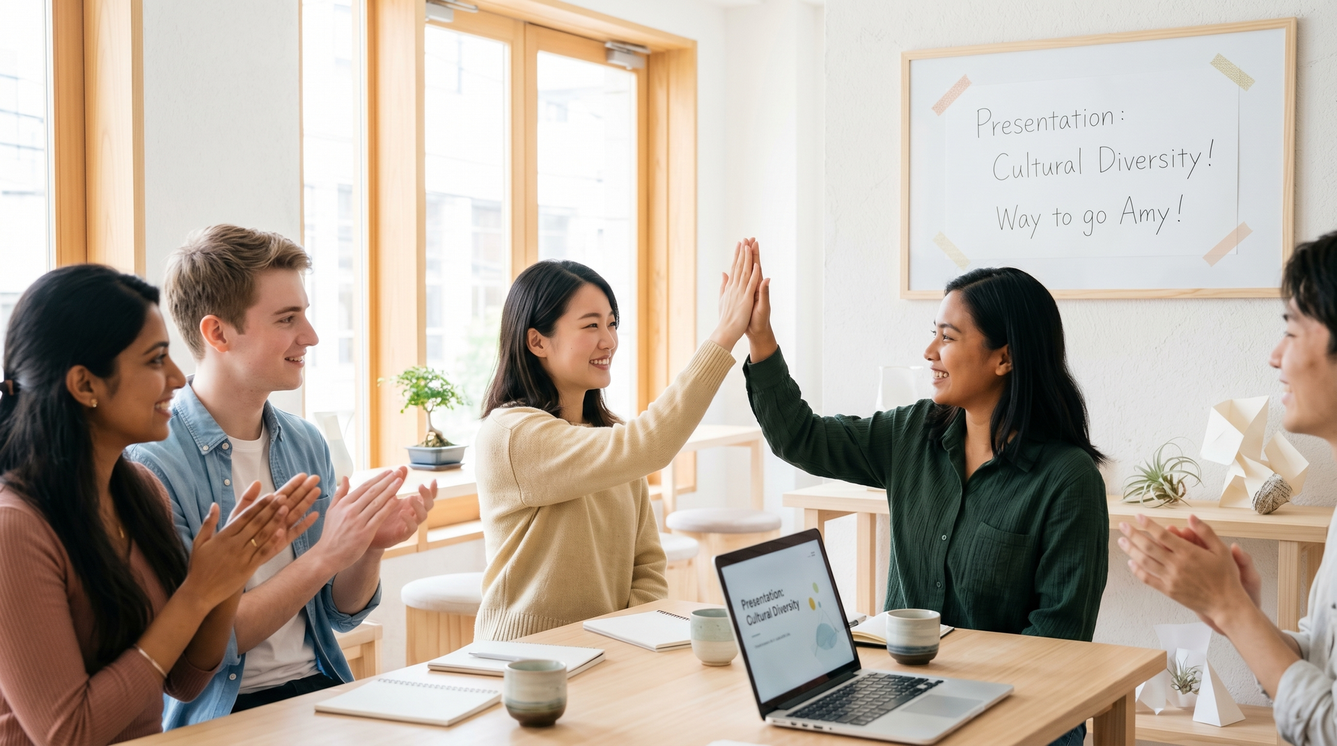 One Teacher is high-fiving a Student
