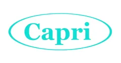 The logo for capri is a blue oval on a white background.