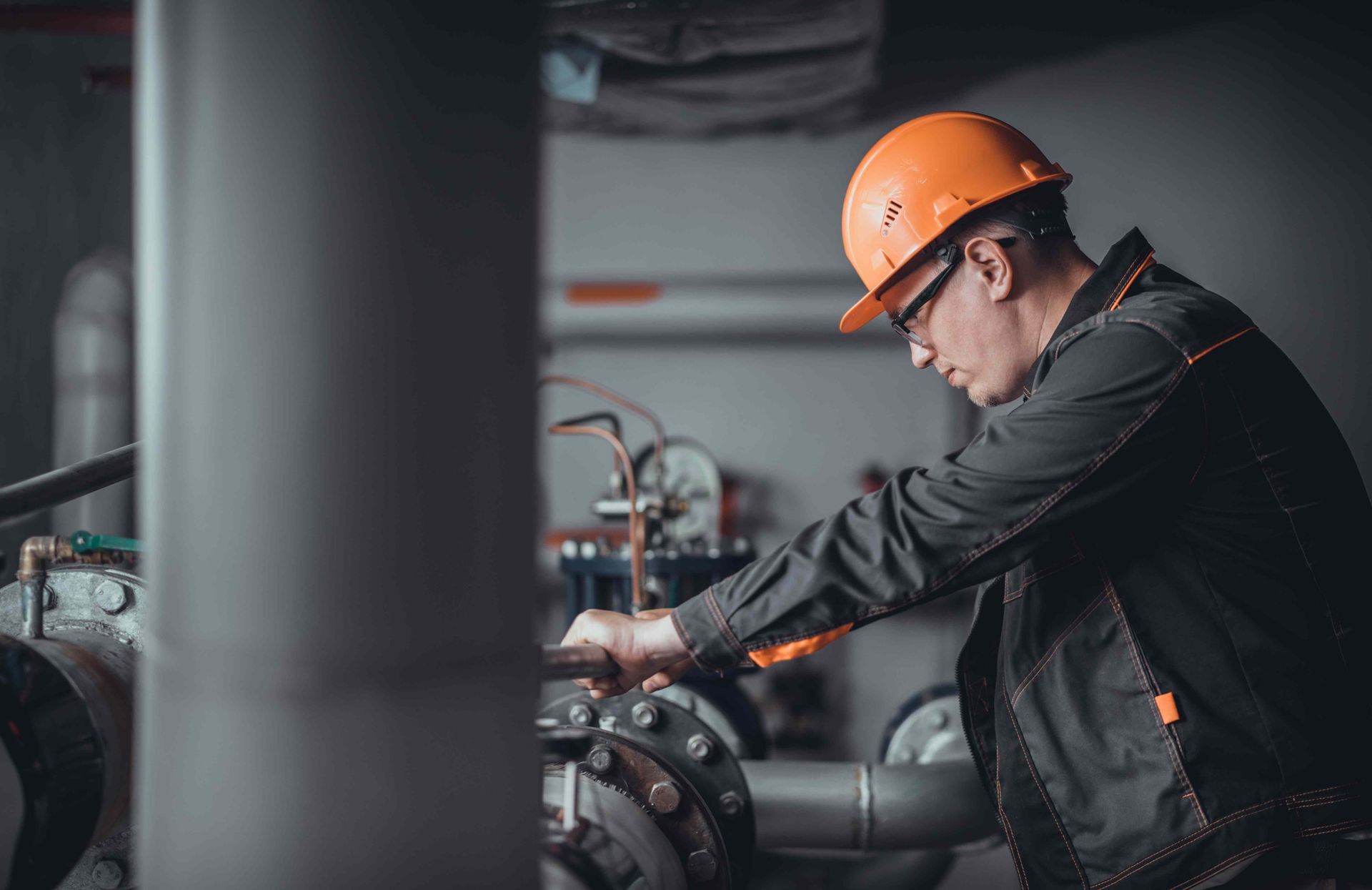 Man checking the pipe