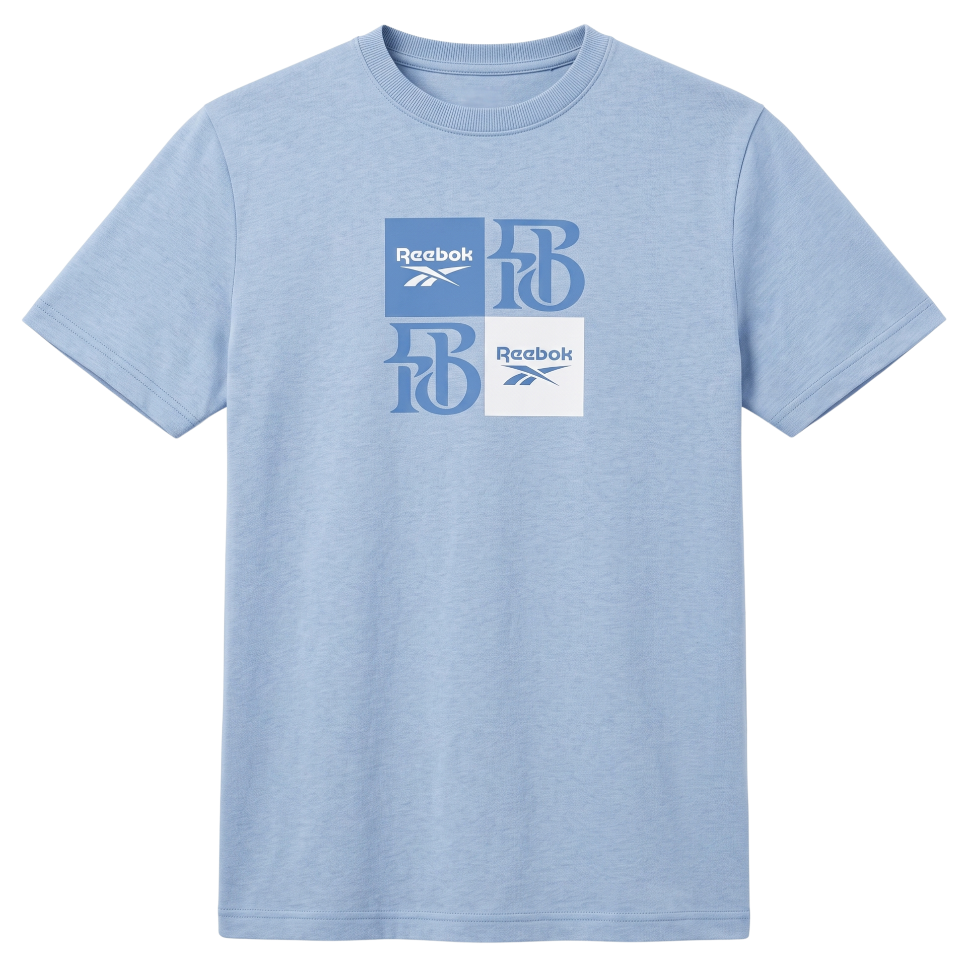Light blue T-shirt with small Reebok logo graphics on the chest
