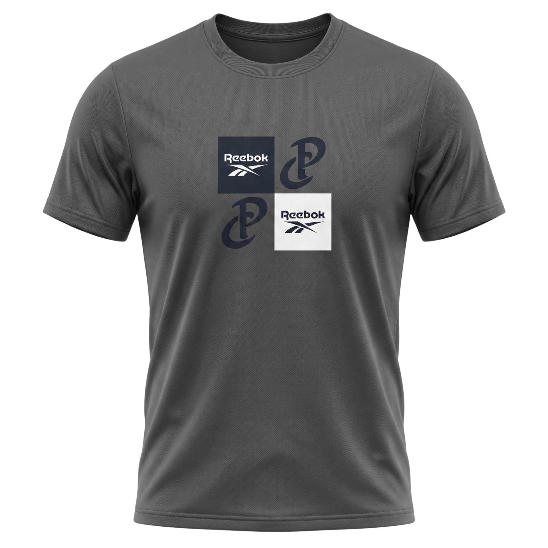 Gray Reebok graphic T-shirt with black logo accents on the chest