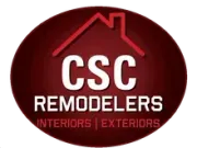 A logo for csc remodelers interiors and exteriors.