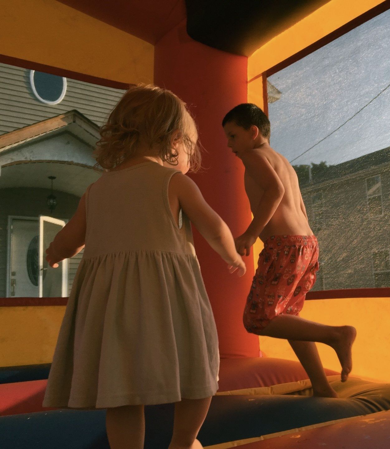 Kids in bounce house, summer party in patchogue, ny