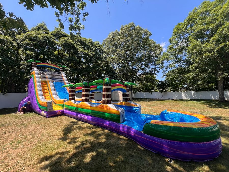 23ft  Tiki Slide with Slip n Slide & pool