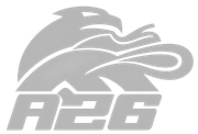 Silver eagle logo above bold “A26” text on a white background