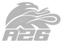 Silver eagle logo above bold “A26” text on a white background