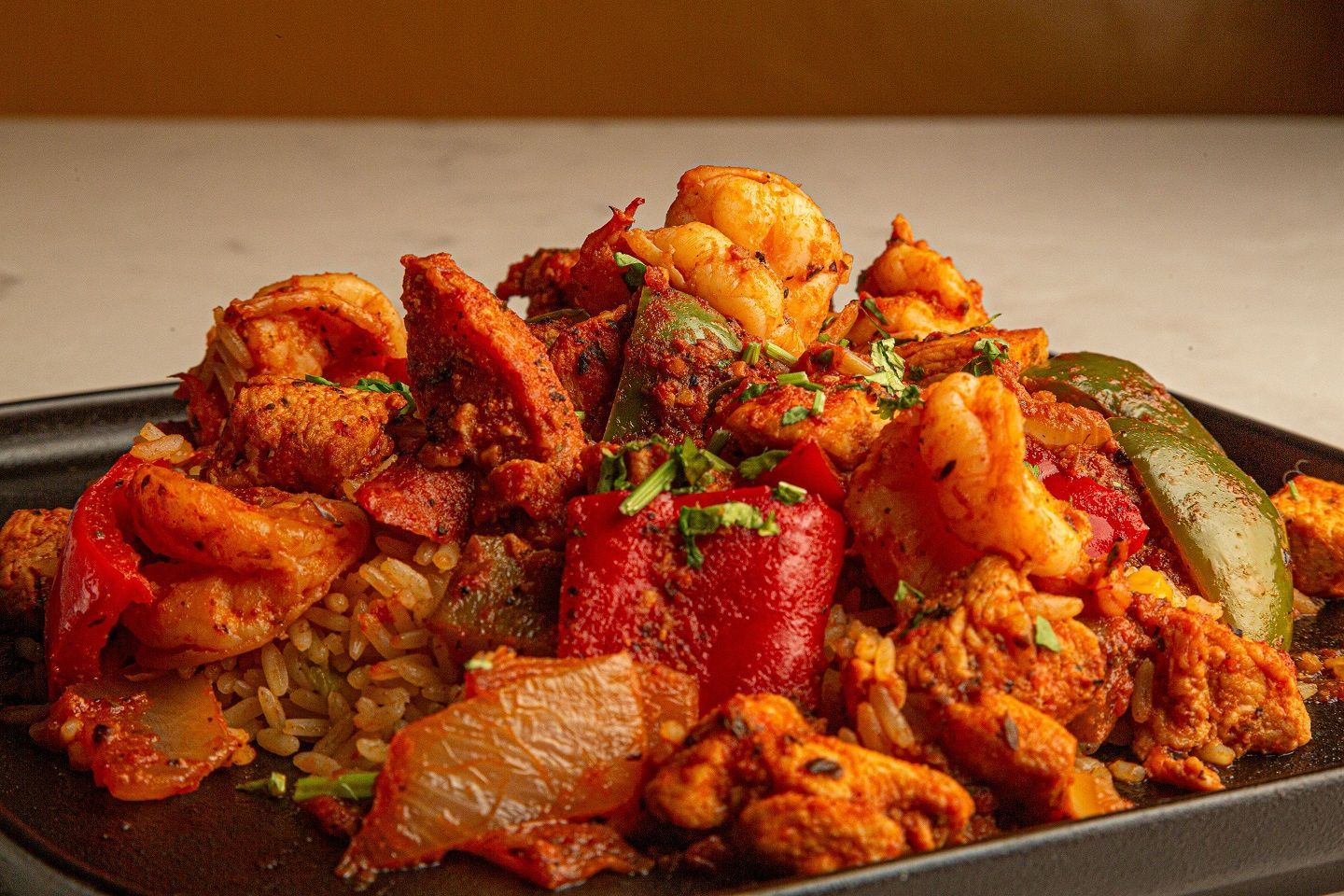 A close up of a plate of food on a table.