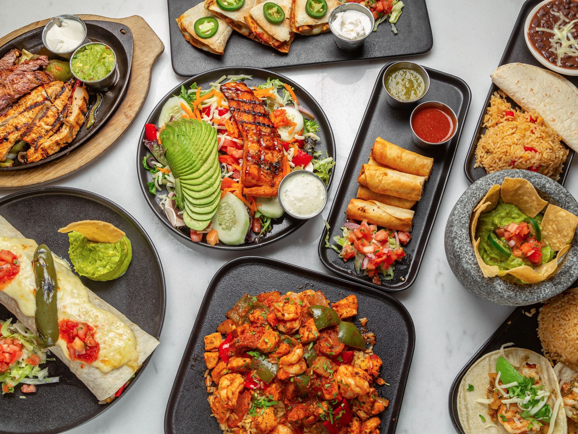 There are many different types of food on the table.