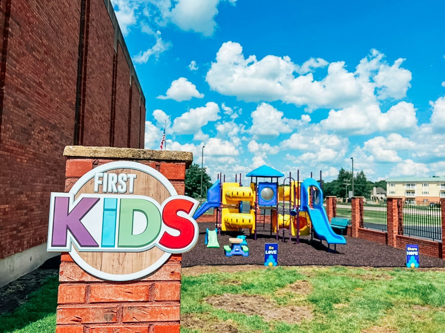 Sunny day at the First Kids outdoor play area