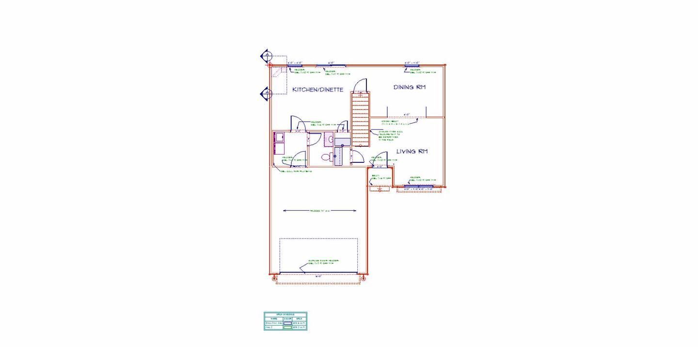 Floor plan of a building layout with rooms, doors, and furniture drawn.