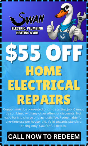 Swan electric plumbing heating and air is offering a free standard dimmer with any lighting install.