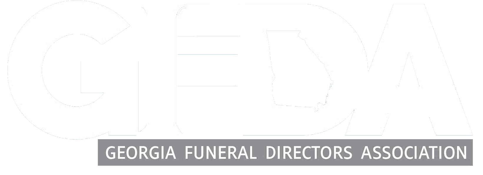 The logo for the georgia funeral directors association is on a white background.