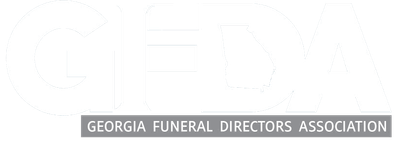 The logo for the georgia funeral directors association is on a white background.