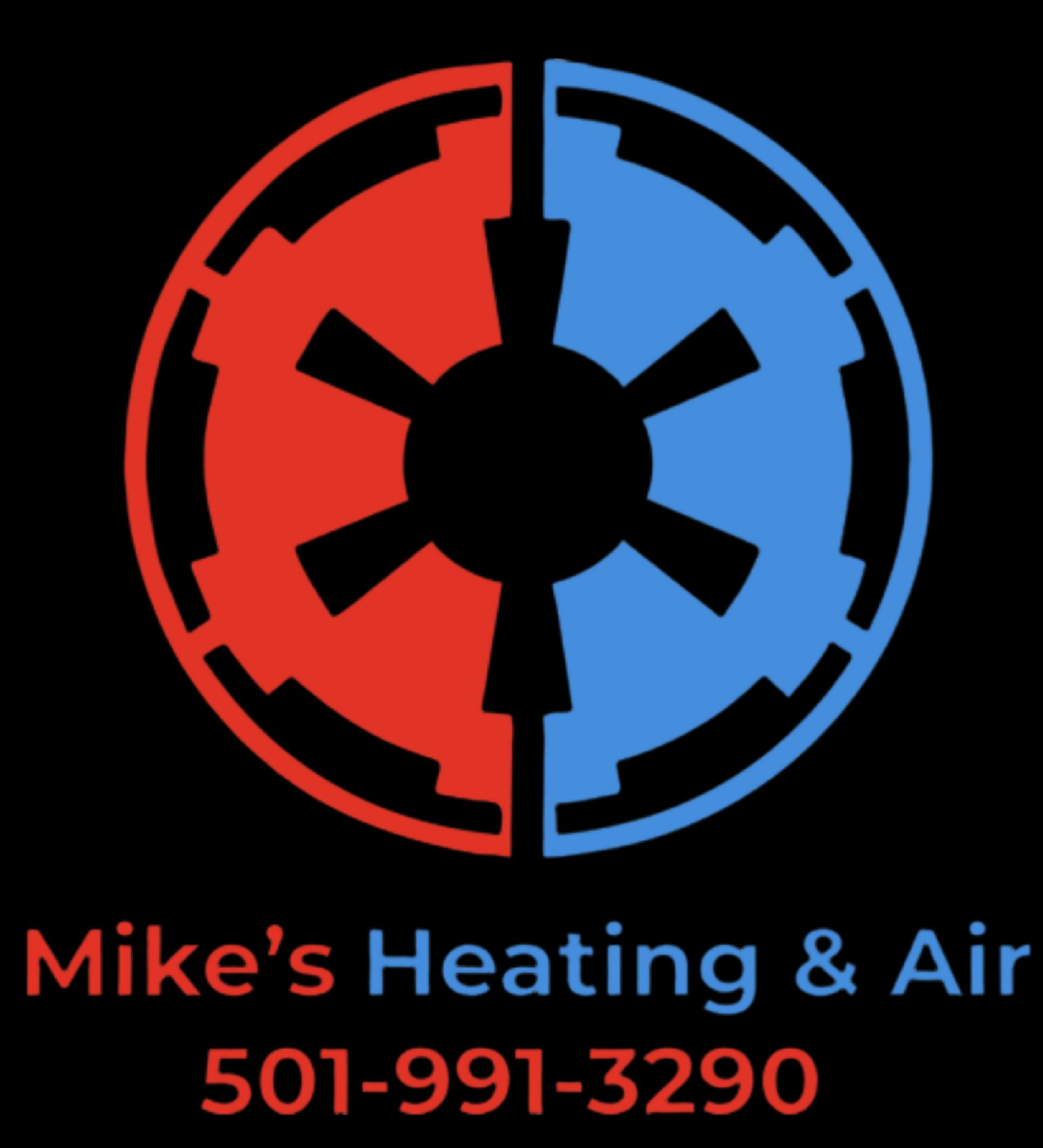 A logo for mike heating and air refrigeration
