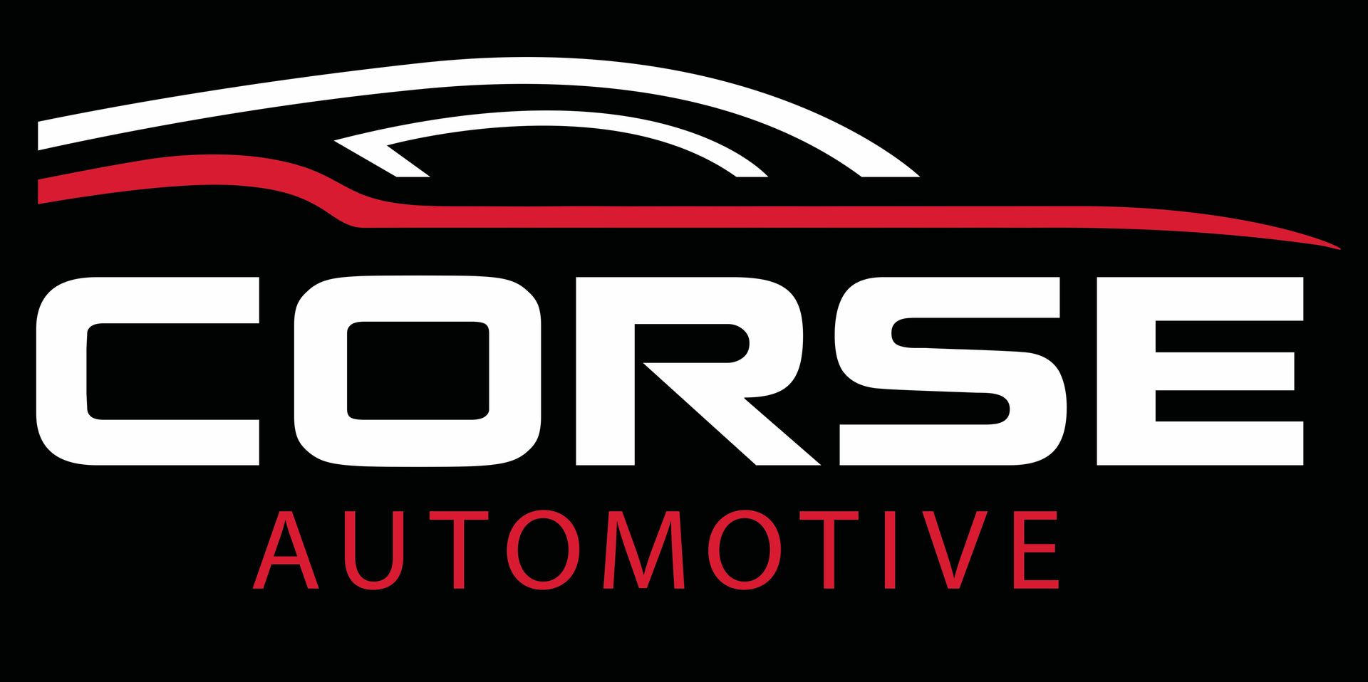 The logo for corse automotive has a car on it.