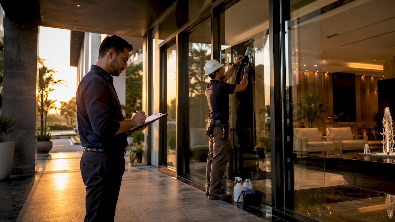 Commercial lobby glass tint