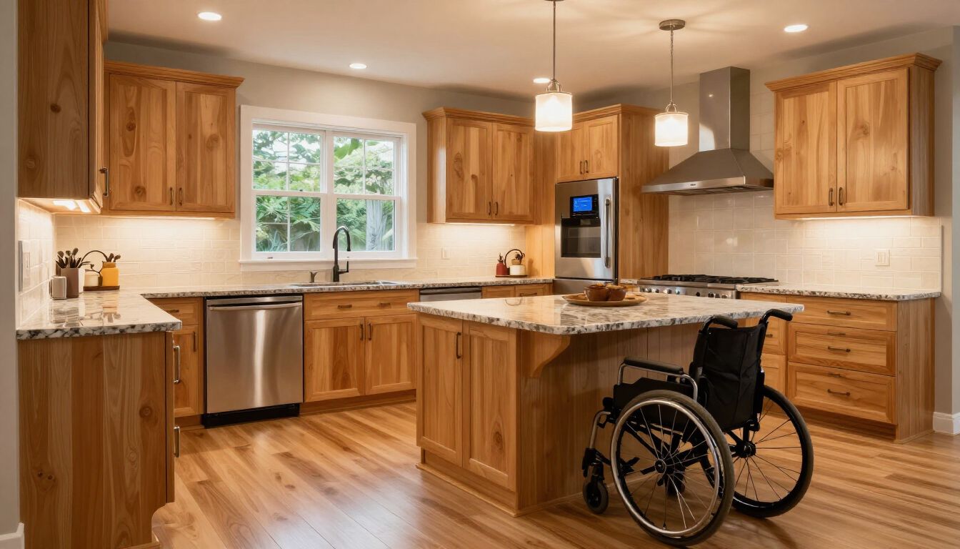 A luxury kitchen in Southern MD designed with Living-in-Place principles.