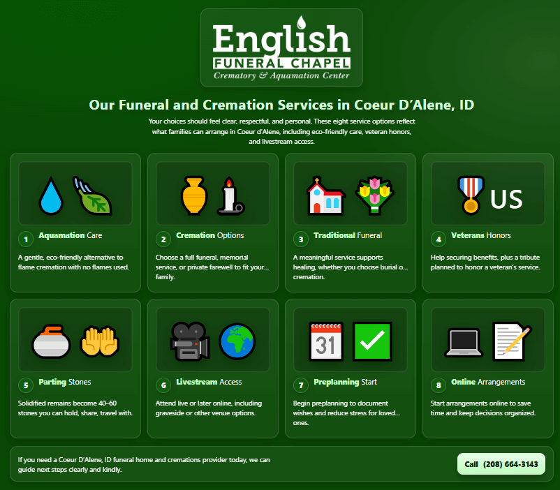 Our Funeral and Cremation Services in Coeur D’Alene, ID