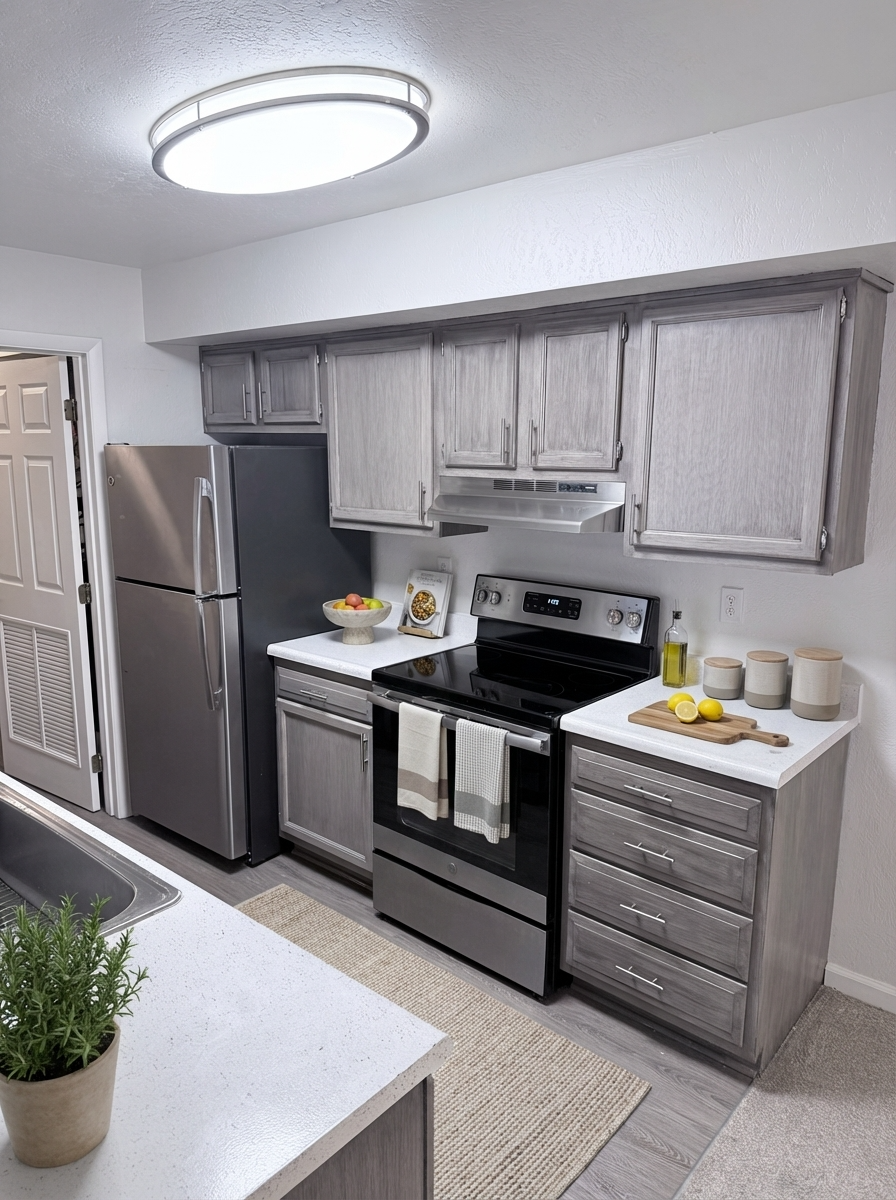 updated kitchen cabinets with stainless steel appliances