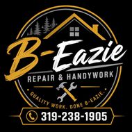 B-Eazie Repair & Handiwork logo in black, gold, and white with phone number 319-238-1905