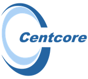 Centcore logo with blue stylized C and blue text on white background