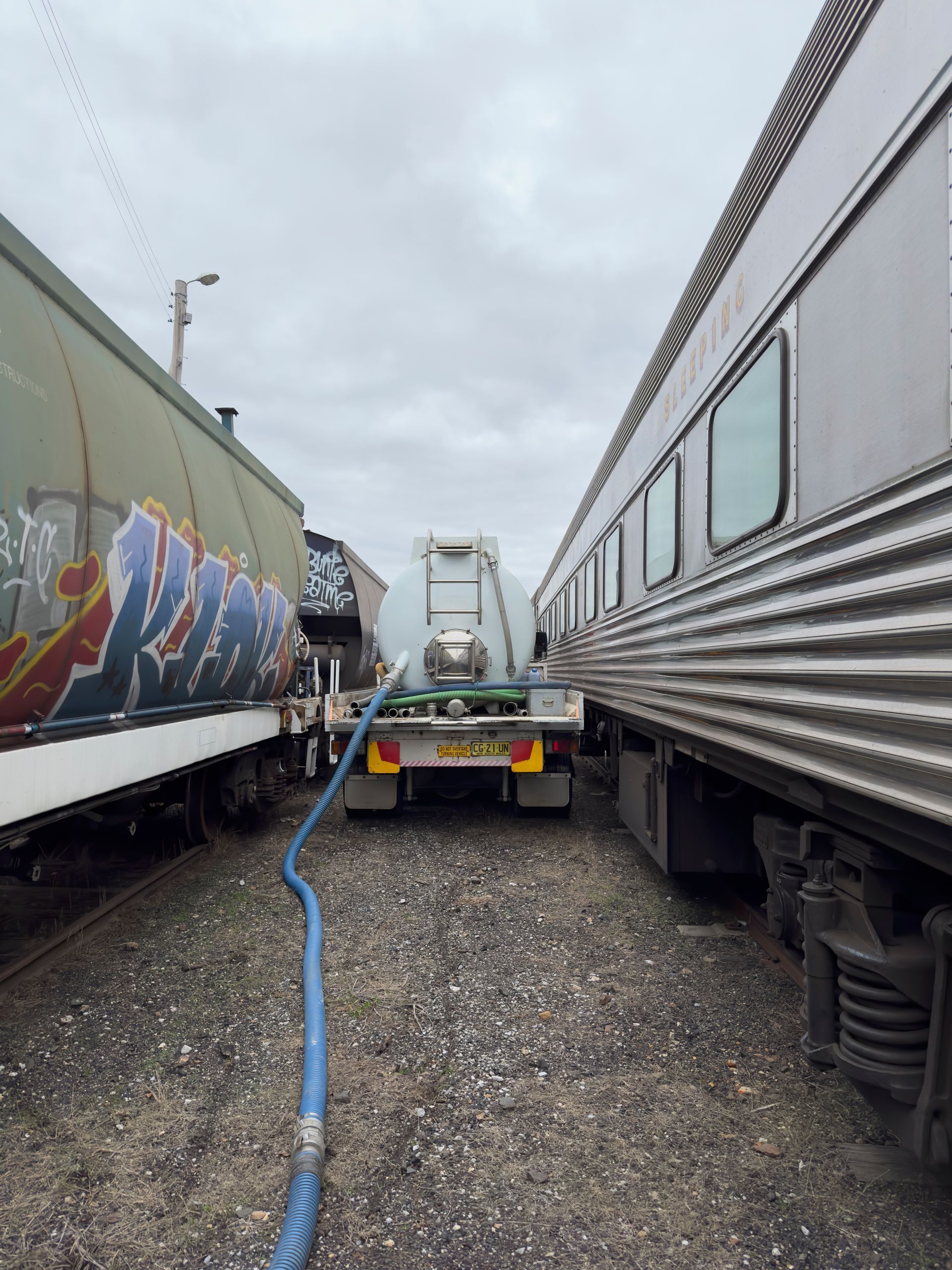 Septic Truck at the Train Station — Goulburn, NSW — A1 Septic and Grease Trap Cleaning Services