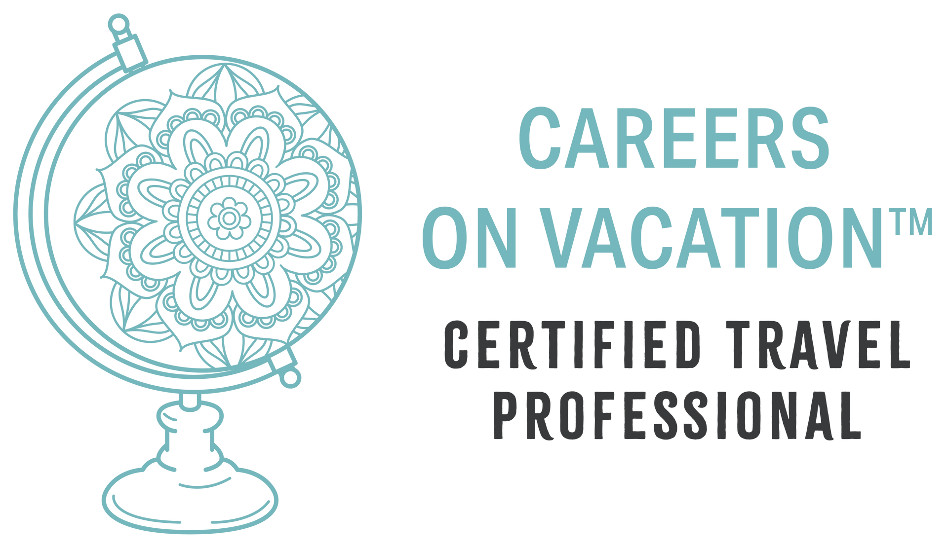 A logo for careers on vacation , a certified travel professional.