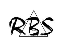 Black brush-stroke letters &ldquo;RBS&rdquo; over a simple outlined triangle on a white background