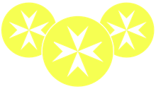 Three bright yellow starburst symbols on a white background